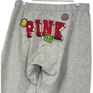 Vintage y2k Women's Grey Victoria's Secret PINK Wide Leg Baggy Sweatpants XS